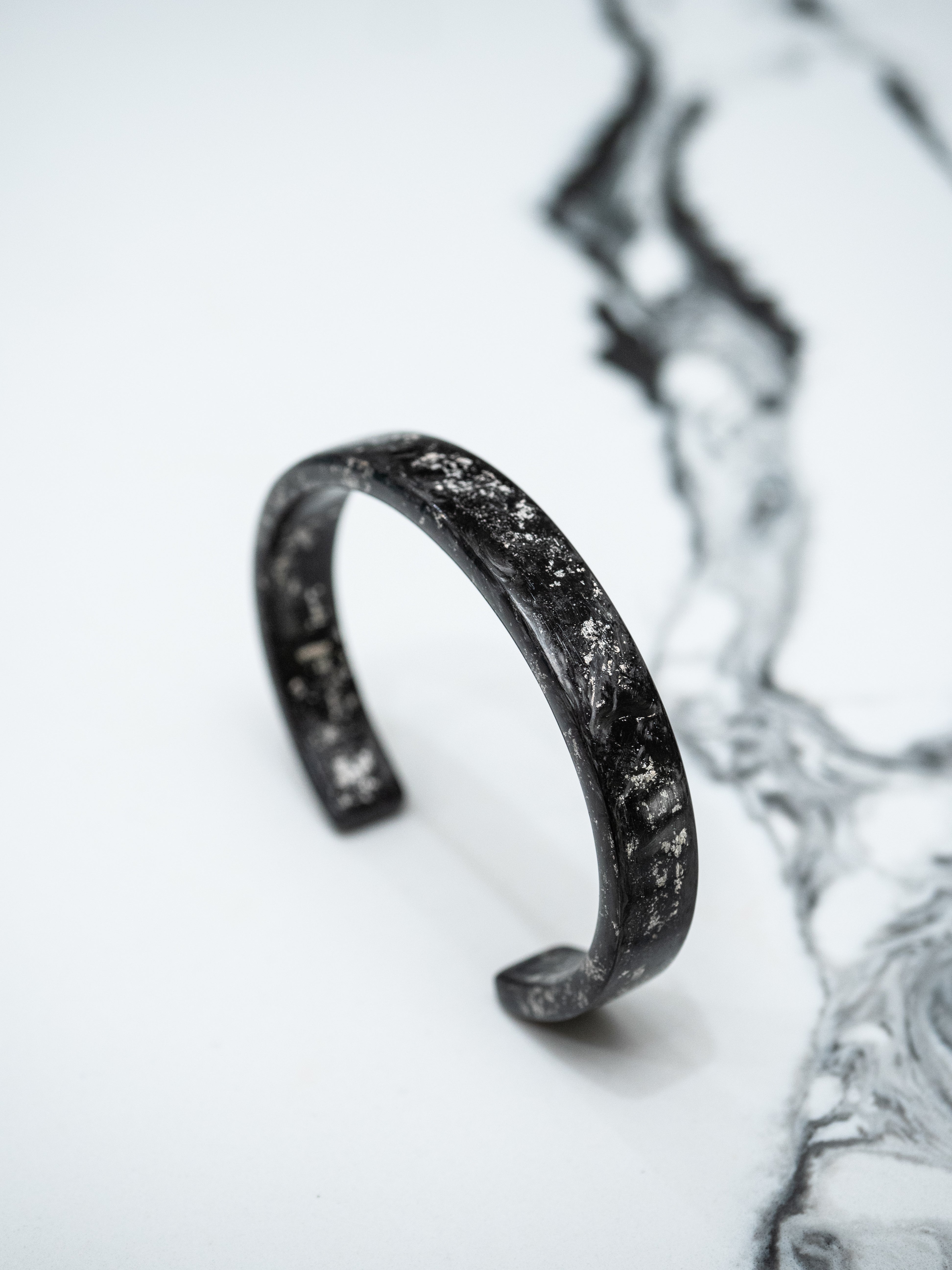 Silver Forged Carbon Fiber Bracelet